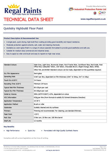 Quick Dry High Build Floor Paint