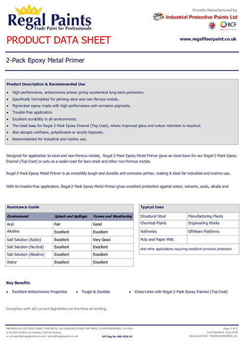 two pack epoxy metal primer