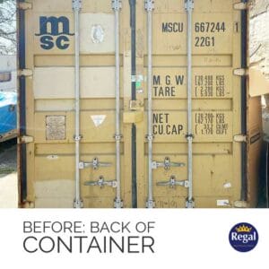 SHIPPING CONTAINER REFURBISHMENT REAR VIEW BEFORE PAINTING
