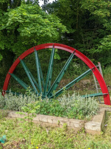 Decorative gloss painted on a water wheel