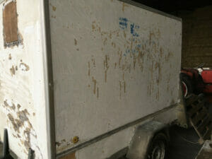 Plywood Paint - Horse box prior to plywood painting