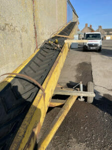 JCB Yellow elevator - before painting in JCB Yellow agricultural oxide