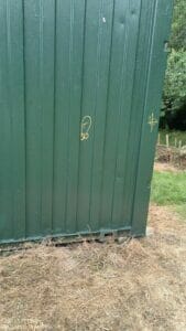 Painted skip with Brunswick Green container paint
