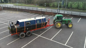 Completed trailer painted in post office red agricultural oxide paint