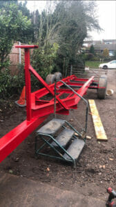 Trailer painted in post office red agricultural oxide paint