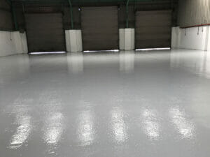 Floor drying with a coat of Quick Dry High Build Floor Paint