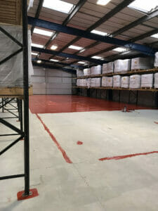 Red Oxide two pack epoxy floor sealer partially completed floor